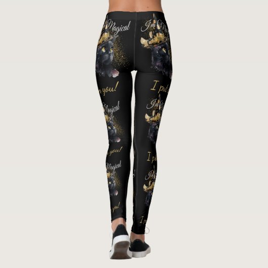  Magische Zwarte Kat Halloween Leggings (Achterkant)