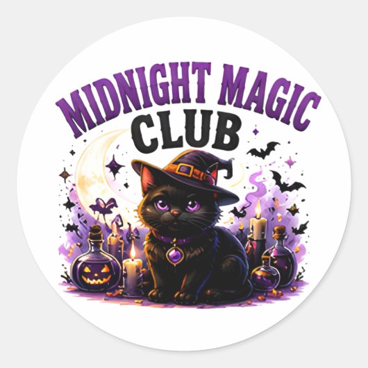 🐈‍⬛ Magische Zwarte Kat Halloween Spreuk 🌙 Ronde Sticker (Voorkant)
