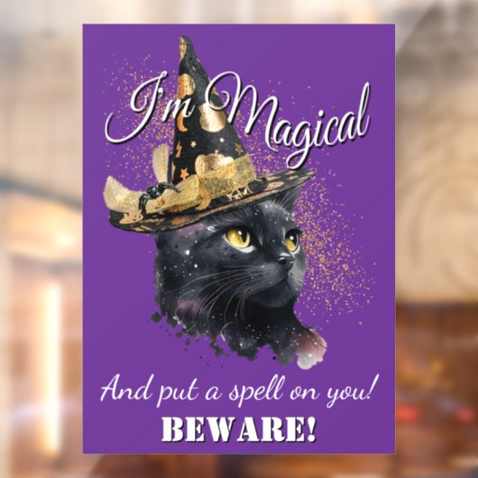 Magische zwarte kat Halloween Window Cling Raamsticker (Vel 2)