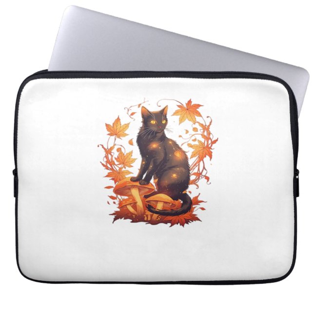 Magische zwarte kat in het herfstbos - Celestial F Laptop Sleeve (Voorkant)