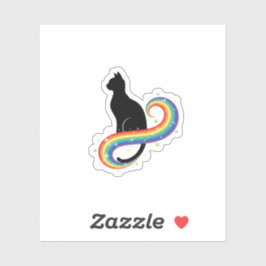 Magische Zwarte Kat Met Regenboogstaart Esthetisch Sticker