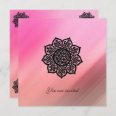 MAGISCHE ZWARTE KELTISCHE BLOEM ROZE ZIJDE UITNODI KAART (Voorkant / Achterkant)