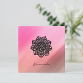 MAGISCHE ZWARTE KELTISCHE BLOEM ROZE ZIJDE UITNODI KAART (Staand voorkant)