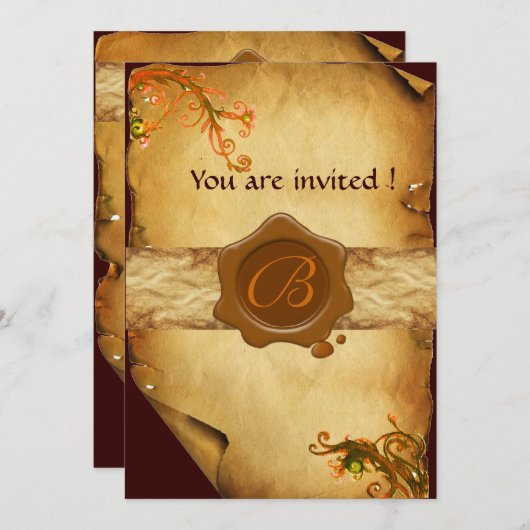 MAGISCHE ZWEEFSELPARCHTEN EN BROWN WAX SEAL MONOGR KAART (Voorkant / Achterkant)