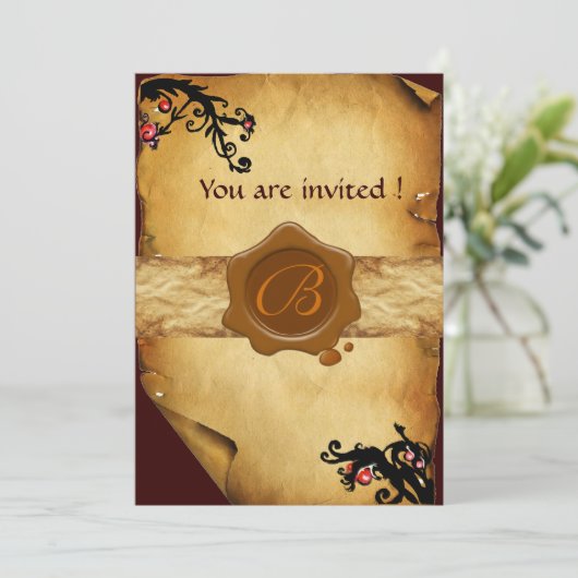 MAGISCHE ZWEEFSELPARCHTEN EN BROWN WAX SEAL MONOGR KAART (Staand voorkant)