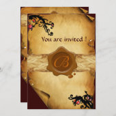 MAGISCHE ZWEEFSELPARCHTEN EN BROWN WAX SEAL MONOGR KAART (Voorkant / Achterkant)