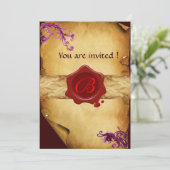 MAGISCHE ZWEEFSELPARCHTEN EN RODE WAXSEAL MONOGRAM KAART (Staand voorkant)