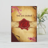 MAGISCHE ZWEEFSELPARCHTEN EN RODE WAXSEAL MONOGRAM KAART (Staand voorkant)