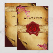 MAGISCHE ZWEEFSELPARCHTEN EN RODE WAXSEAL MONOGRAM KAART (Voorkant / Achterkant)