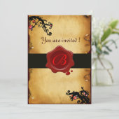 MAGISCHE ZWEEFSELPARCHTEN EN RODE WAXSEAL MONOGRAM KAART (Staand voorkant)