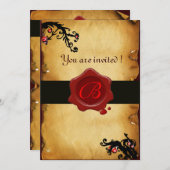 MAGISCHE ZWEEFSELPARCHTEN EN RODE WAXSEAL MONOGRAM KAART (Voorkant / Achterkant)