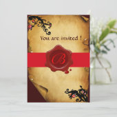 MAGISCHE ZWEEFSELPARCHTEN EN RODE WAXSEAL MONOGRAM KAART (Staand voorkant)