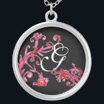 MAGISCHE ZWISSELS IN RODE EN ZWARTE Monogram Zilver Vergulden Ketting<br><div class="desc">Elegant,  uniek en kleurrijk ontwerp,  bloeit,  bloesems en bloei in de lente. Het schilderen van de waterverf met gouden en zilverkleurige folie.</div>