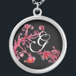 MAGISCHE ZWISSELS IN RODE EN ZWARTE Monogram Zilver Vergulden Ketting<br><div class="desc">Elegant,  uniek en kleurrijk ontwerp,  bloeit,  bloesems en bloei in de lente. Het schilderen van de waterverf met gouden en zilverkleurige folie.</div>