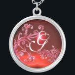 MAGISCHE ZWISSELS IN RODE Monogram , Ruby Zilver Vergulden Ketting<br><div class="desc">Elegant,  uniek en kleurrijk ontwerp,  bloeit,  bloesems en bloei in de lente. Het schilderen van de waterverf met gouden en zilverkleurige folie.</div>