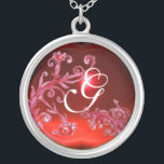 MAGISCHE ZWISSELS IN RODE Monogram , Ruby Zilver Vergulden Ketting<br><div class="desc">Elegant,  uniek en kleurrijk ontwerp,  bloeit,  bloesems en bloei in de lente. Het schilderen van de waterverf met gouden en zilverkleurige folie.</div>