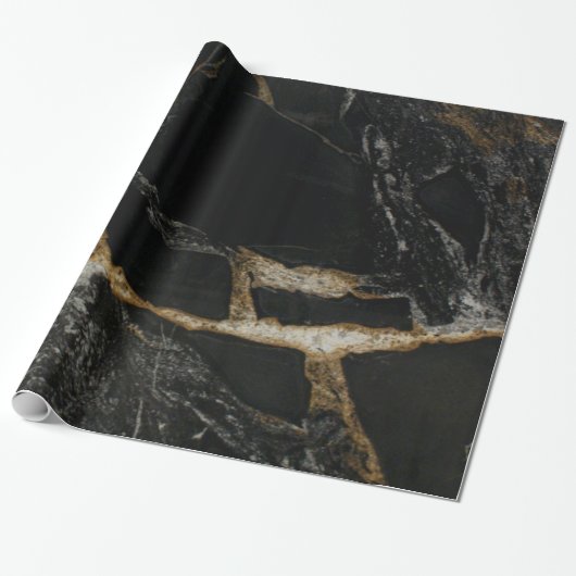 "magma gold" graniet-look WRAPPING PAPER Cadeaupapier (Uitgerold)