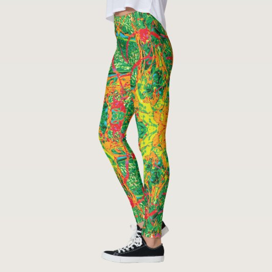 Magma in de Amazone Green en Red Splatter Leggings (Links)