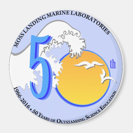 Magneet (3" rond): MLML 50th wave/sun (Voorkant)