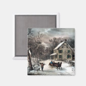 Magneet - Amerikaanse Homestead Winter (Voorkant / Achterkant)