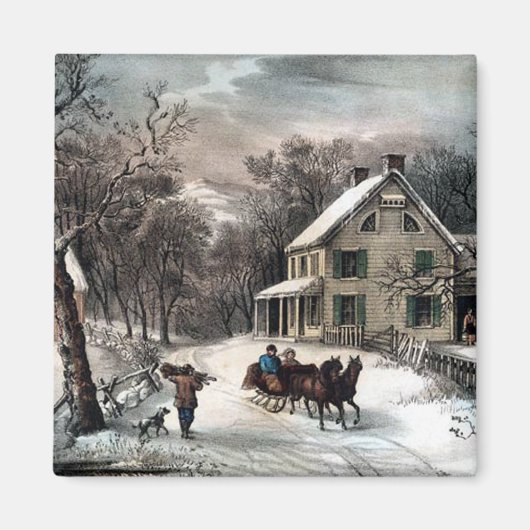 Magneet - Amerikaanse Homestead Winter (Voorkant)