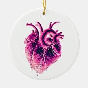 Magneet Anatomisch Hart roze paars neon elektrisch Keramisch Ornament
