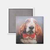 Magneet Basset Hound Rode Vlinderdas (Voorkant / Achterkant)