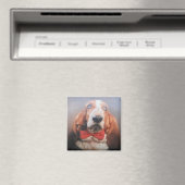 Magneet Basset Hound Rode Vlinderdas (Insitu (Vaatwasser))