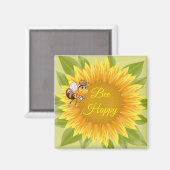Magneet Bij Gelukkig Bij Zonnebloem (Voorkant / Achterkant)