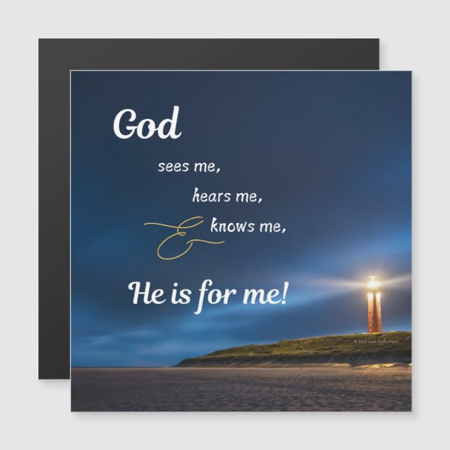 Magneet - Blauw - God ziet-hoort-kent mij (Voorkant / Achterkant)