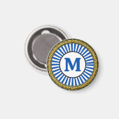 Magneet - Blauwe Streep - Gepersonaliseerd - Initi (Voorkant / Achterkant)