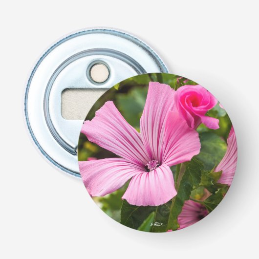 magneet bloem opener roze met dauw (Voorkant)