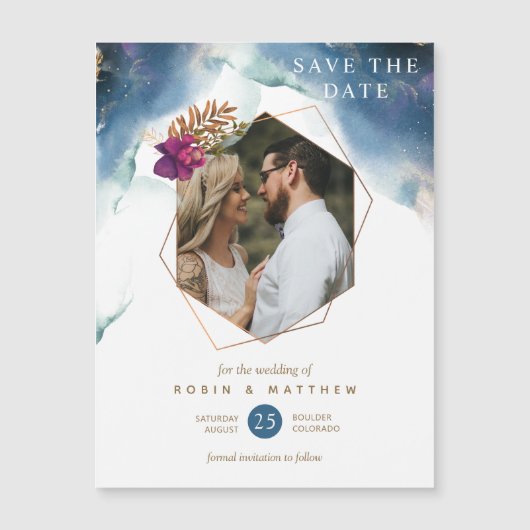 Magneet Celestial Bruiloft Bewaar de datum (Voorkant)