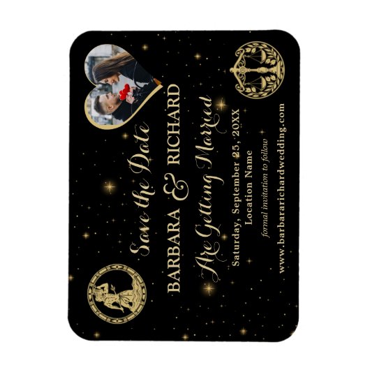 MAGNEET Celestial Photo Wedding Sla de datum op (Verticaal)