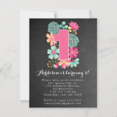 |MAGNEET | Chalkboard meisjes 1e verjaardagsfeest Magnetische Uitnodiging (Voorkant)