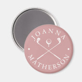 Magneet Golfclubs Stof Roze En Wit Aangepaste Naam (Voorkant / Achterkant)