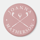 Magneet Golfclubs Stof Roze En Wit Aangepaste Naam (Voorkant)