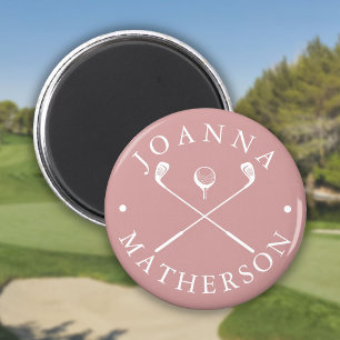 Magneet Golfclubs Stof Roze En Wit Aangepaste Naam