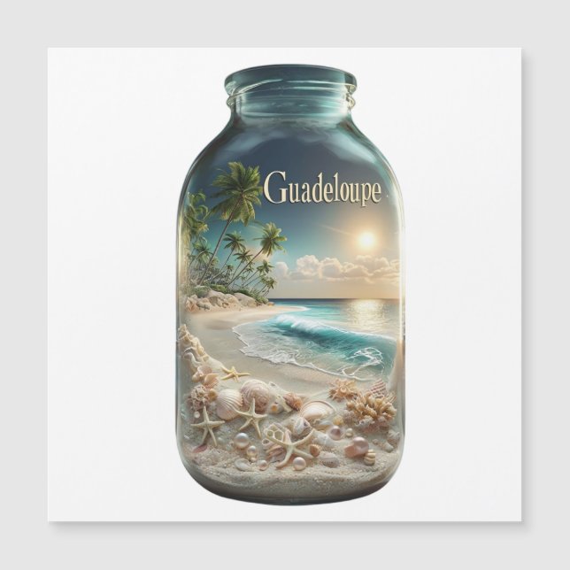Magneet Guadeloupe Strand in pot (Voorkant)