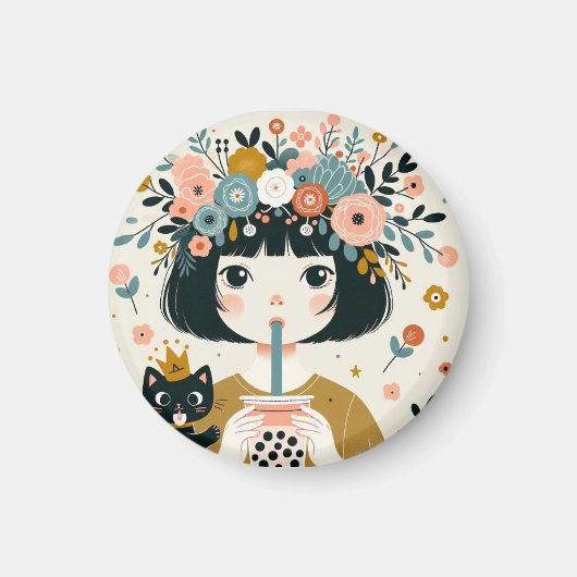 Magneet “Het kleine meisje met de bubble tea“ (Voorkant)