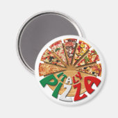 Magneet Italië Pizza op de snijplank (Voorkant / Achterkant)
