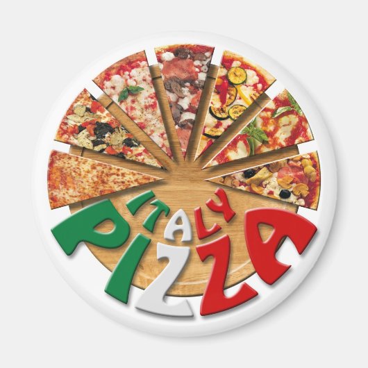 Magneet Italië Pizza op de snijplank (Voorkant)