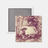 Magneet Jongen met Hond in Rust Vintage (Voorkant / Achterkant)