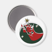 Magneet Kerstmis Kerstman komt 2/1 inch (Voorkant / Achterkant)