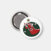 Magneet Kerstmis Kerstman komt Boot Circle (Voorkant / Achterkant)