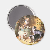 Magneet: "Kittens spelen met kevers" Magneet (Voorkant / Achterkant)