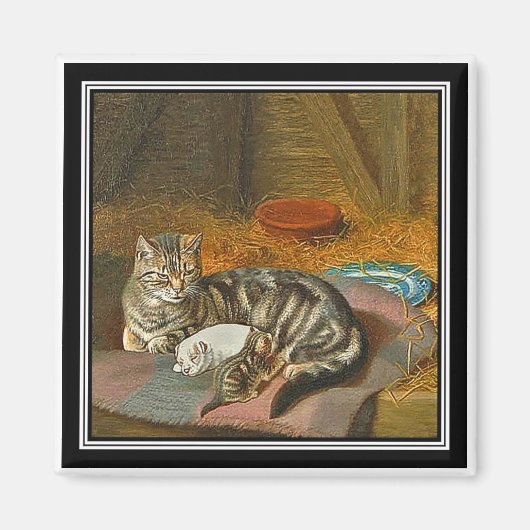 Magneet - Mama Cat & Pup: "De Onverwachte Gast" (Voorkant)
