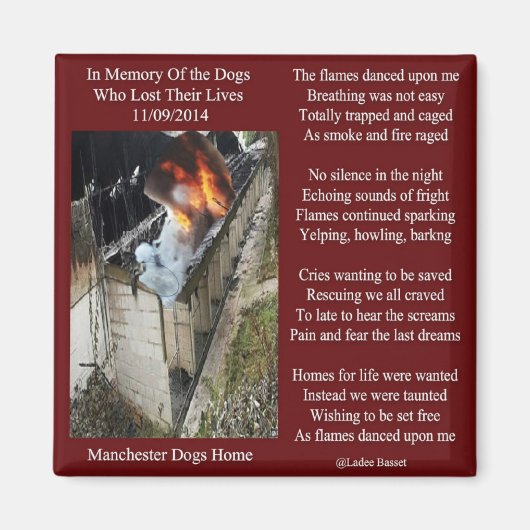Magneet Manchester Hond Vuur Gedicht (Voorkant)