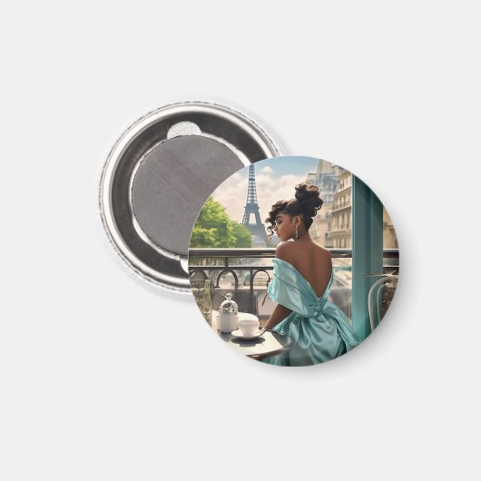 Magneet | Meisje in Parijs (Voorkant / Achterkant)