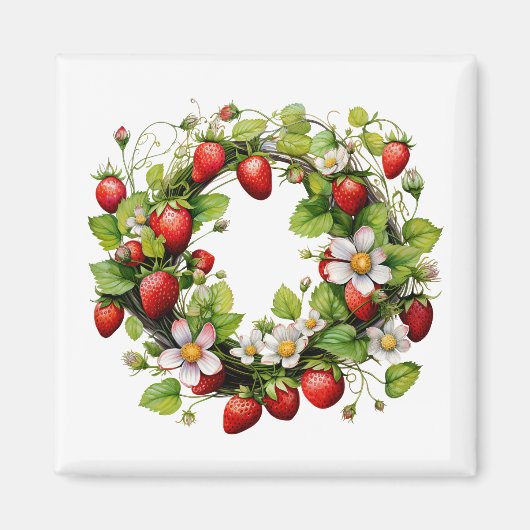 Magneet met aardbeienguirlande (Voorkant)